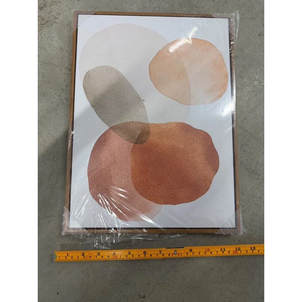 Modern Abstract Watercolor Framed Canvas Wall Art Terracotta Boho 12x16
